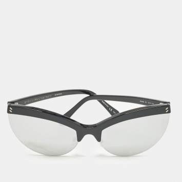 Pre Owned Stella McCartney Black/Silver SC0083S Mirror Cat Eye Sunglasses