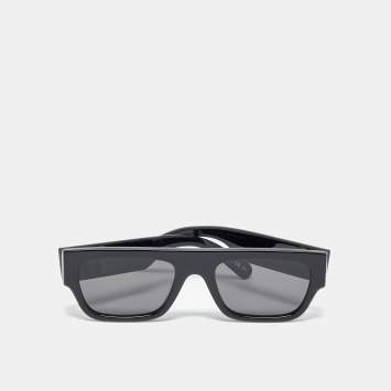 Pre Owned Stella McCartney Black Logo Crystals SC0210S Frame Rectangle Sunglasses