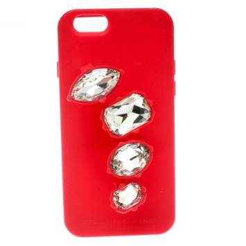 Pre Owned Stella McCartney Red Rubber Crystal Four Finger Ring iPhone 6 Case