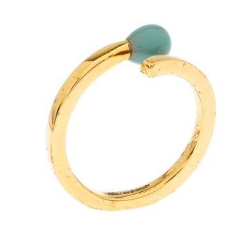 Pre Owned Stella McCartney Matchstick Enamel Gold Tone Ring Size 54