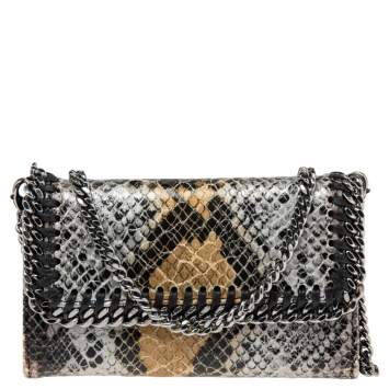 Pre Owned Stella McCartney Brown/Grey Faux Python Leather Falabella Chain Phone Case