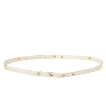 Pre Owned Stella McCartney White Faux Leather And Metal Slim Belt 65CM