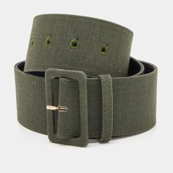 Pre Owned Stella McCartney Green Canvas Waist Belt 71CM