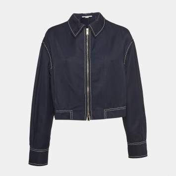 Pre Owned Stella McCartney Navy Blue Cotton Blend Zip-Front Jacket M