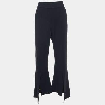 Pre Owned Stella McCartney Black Jersey Wide Leg Trousers L
