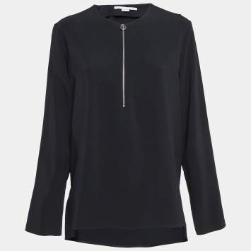 Pre Owned Stella McCartney Black Stretch Crepe Zipper Cady Top M