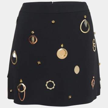 Pre Owned Stella McCartney Black Crepe Jewel Detail Mini Skirt M
