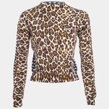 Pre Owned Stella McCartney Multicolor Printed High Neck Knit Top S