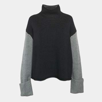 Pre Owned Victoria Victoria Beckham Multicolor Wool Color-Block Turtleneck Sweater S