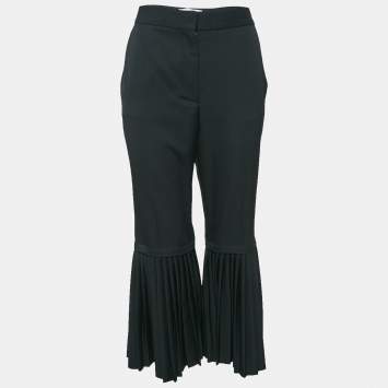 Pre Owned Stella McCartney Black Wool Pleated Wide Leg Pants M