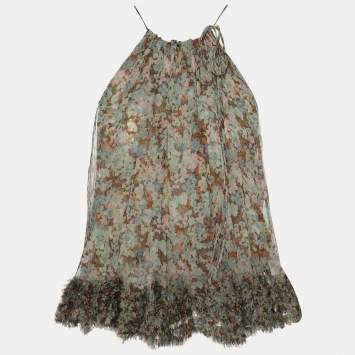 Pre Owned Stella McCartney Multicolor Silk Tie Top S