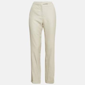 Pre Owned Stella McCartney Off-White Gabardine Tailored Trousers M