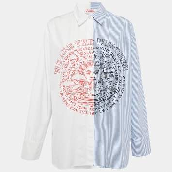 Pre Owned Stella McCartney We Are The Weather Blue/White Shirt Striped Cotton Shirt M