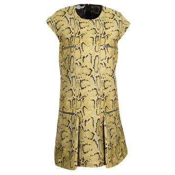 Pre Owned Stella McCartney Beige Metallic Snakeskin Jacquard Dress M
