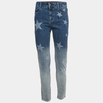 Pre Owned Stella McCartney Blue Washed Star Print Denim Jeans M Waist 28"