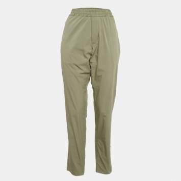 Pre Owned Stella McCartney Green Cotton Contrast Trimmed Pants L