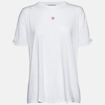 Pre Owned Stella McCartney White Cotton Star Embroidered Crew Neck T-Shirt M