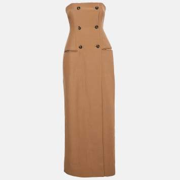Pre Owned Stella McCartney Brown Strapless Bustier Gown S