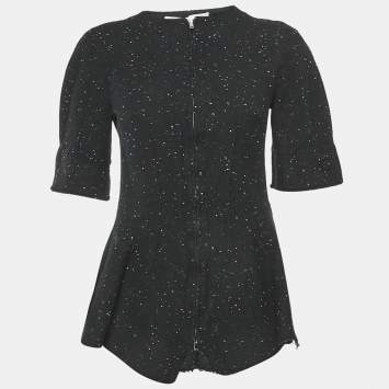 Pre Owned Stella McCartney Wool Tweed Raw Edge Top S