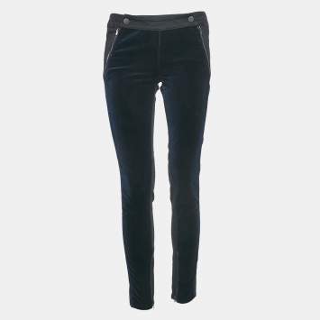Pre Owned Stella McCartney Black/Blue Denim and Velvet Jeans M Waist 28"