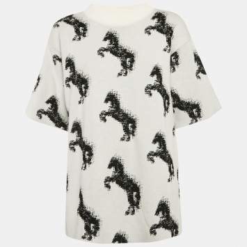 Stella McCartney Grey Pixel Horse Intarsia Knit Sweatshirt M