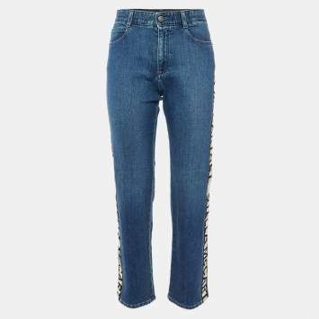 Pre Owned Stella McCartney Blue Denim Logo Tape Detail Jeans S/Waist 31"