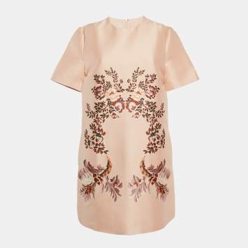 Pre Owned Stella McCartney Peachy Pink Laycie Floral Embroidery Cotton Blend Mini Dress M