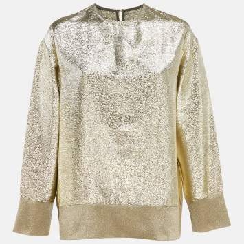 Pre Owned Stella McCartney Metallized Lurex Knit Loose Fit Pullover S