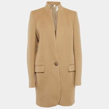 Pre Owned Stella McCartney Brown Wool Blend Button Front Mid-Length Coat M