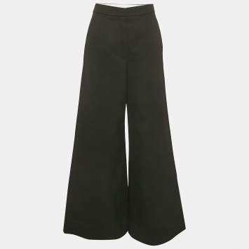 Pre Owned Stella McCartney Black Gabardine Wide Leg Trousers S
