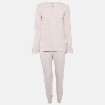 Pre Owned Stella McCartney Light Pink Crepe Top and Pants Set XXS