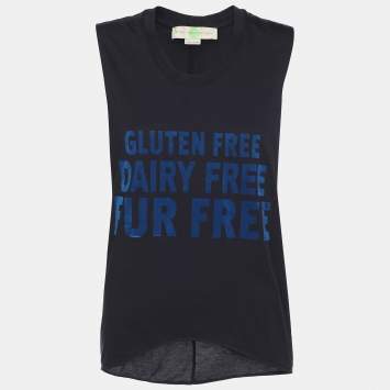 Stella McCartney Navy Blue Cotton Sleeveless Tops S