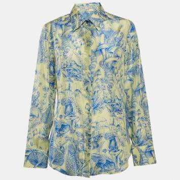 Stella McCartney Green/Blue Printed Silk Shirt M