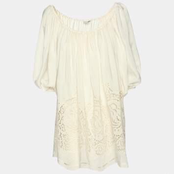 Stella McCartney White Silk Broderie Anglaise Blouse S