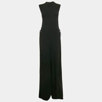 Stella McCartney Black Crepe Tie Detail Sleeveless Jumpsuit S
