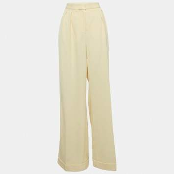 Pre Owned Stella McCartney Cream Wool Wide-Leg Trousers M