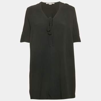 Pre Owned Stella McCartney Black Crepe Tie-Up Detail Mini Dress S