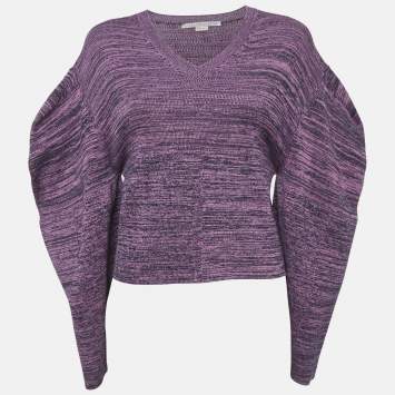 Stella McCartney Purple Patterned Cotton Knit Sweater M