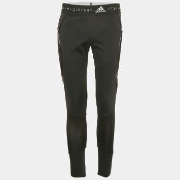 Stella McCartney  X Adidas Black Mesh Trim Jersey Leggings L
