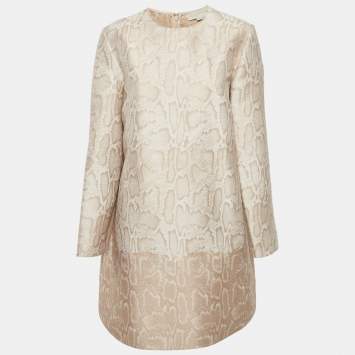 Stella McCartney Beige Snake Pattern Jacquard Short Dress L