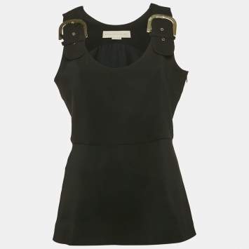 Pre Owned Stella McCartney Black Crepe Buckle Detail  Sleeveless Top M