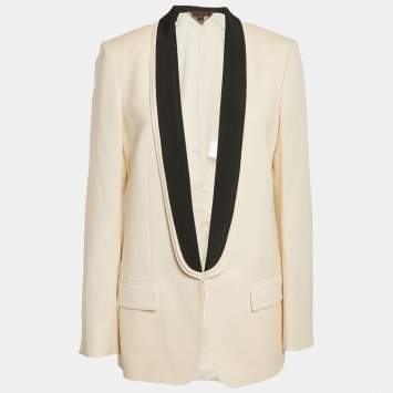 Stella McCartney Cream Wool Contrast Lapel Blazer L
