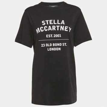Pre Owned Stella McCartney Black 23 Old Bond Street London Print Cotton T-Shirt XS