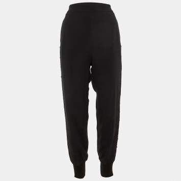 مملوكة مسبقًا Stella McCartney Crepe Lace Trim Detail Cuffed Trousers M