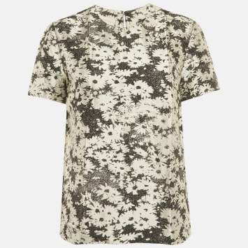 Pre Owned Stella McCartney Monochrome Floral Jacquard Blouse M