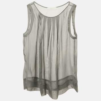 Pre Owned Stella McCartney Grey Silk Sheer Sleeveless Top M