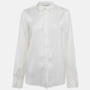Pre Owned Stella McCartney Cream Striped Silk Shirt M