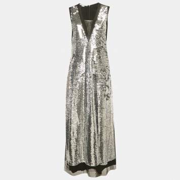 مملوكة مسبقًا Stella McCartney Black Silk Crepe Sequin Maxi Dress M