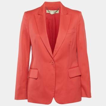 Pre Owned Stella McCartney Red Gabardine Tailored Blazer M