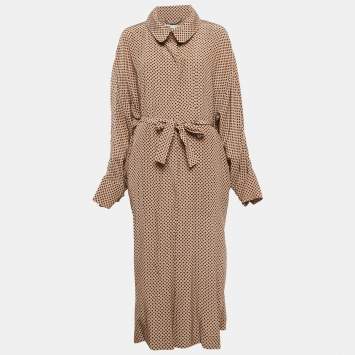 Pre Owned Stella McCartney Beige Geometric Print Emily Long Coat S